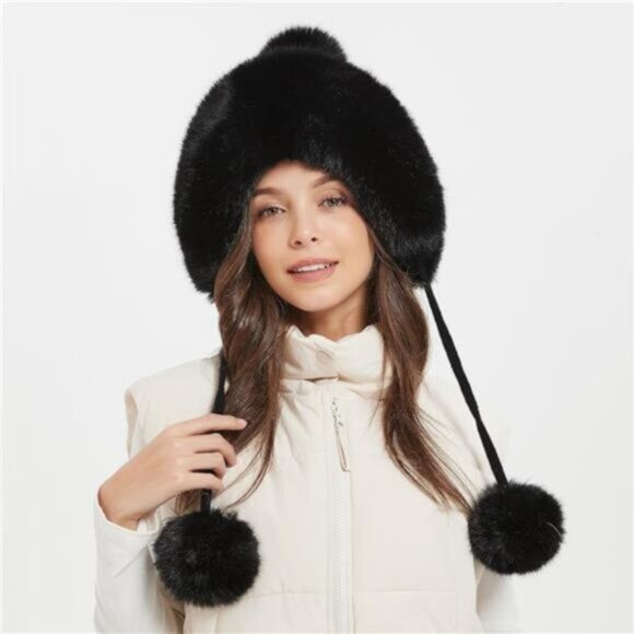 Winter Hats Cute Kint Hat Black - Picture 1 of 6